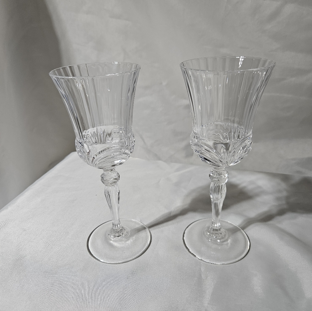 Set Of 2 Royal Crystal Rock RCR Aurea 7.3/8 " Wine Glasses Stemmed Vintage